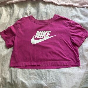Pink Nike Logo Cropped T-Shirt